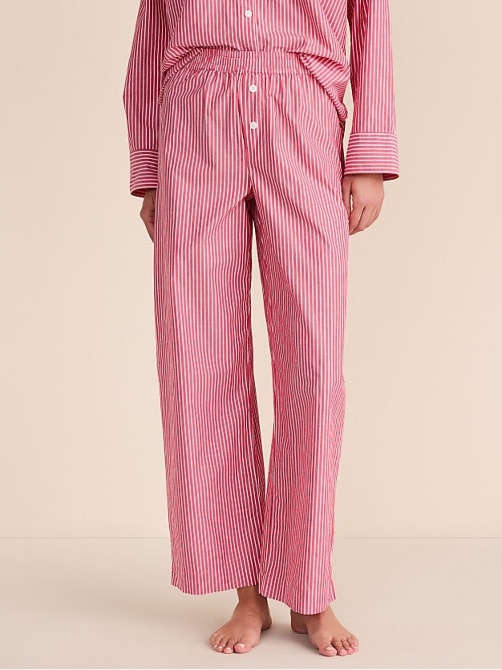 Ann Taylor Loft Lou & Grey Red Striped Poplin Pajama Pants